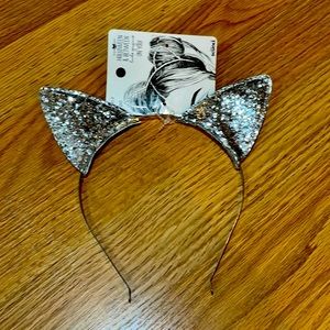 Silver glittery cat ear headband